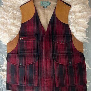 Vintage Ralph Lauren Country Vest Wool Hunting (Map Pocket ) Plaid Red Men Small